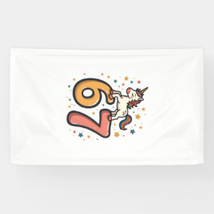 Vintage Unicorn 67 Birthday Party Rainbow Dabbing Banner