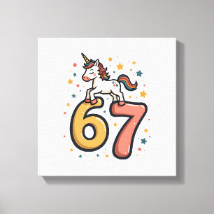 Vintage Unicorn 67 Birthday Party Rainbow Dabbing Canvas Print