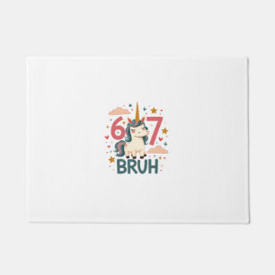 Vintage Unicorn Dab 6th Birthday Bruh Cute Pastel Doormat