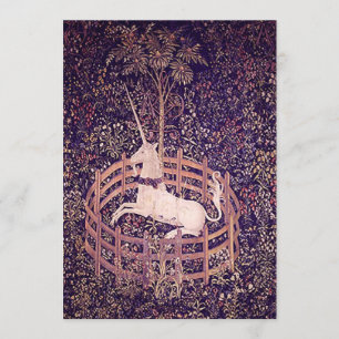 Vintage Unicorn In Captivity Tapestry Invitations