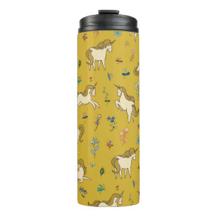 Vintage unicorn in forest flowers pattern thermal tumbler
