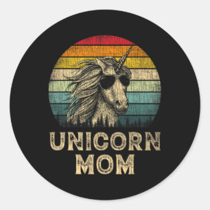 Vintage Unicorn Mum Unicorn Lovers Mummy Mother's  Classic Round Sticker