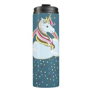 Vintage Unicorn: Rainbow Clouds Illustration Thermal Tumbler