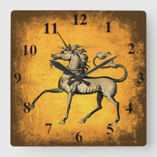 Vintage Unicorn Square Wall Clock