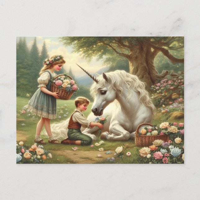 Vintage Unicorn Victorian Postcard (Front)