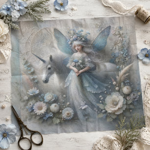Vintage Unicorn & Winter Fairy Floral Decoupage Tissue Paper
