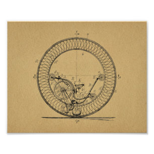 Vintage Unicycle Big Wheel Bicycle Patent Print