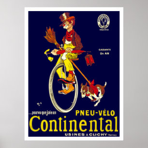 Vintage Unicycle Poster: Continental Tires Poster