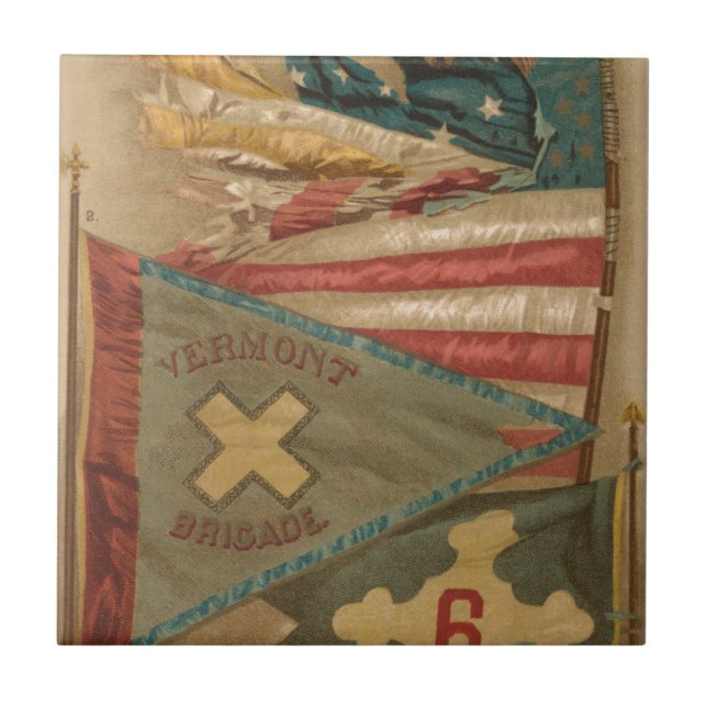 Vintage Union Battle Flags Vermont Tile (Front)