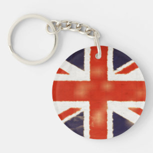 Vintage Union Jack Acrylic Round Keychain