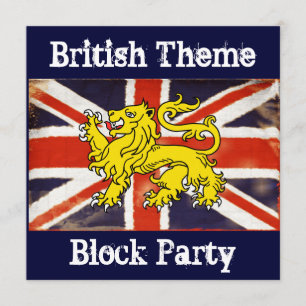 Vintage Union Jack British Block Party Invitation