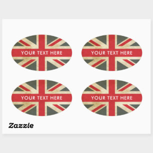 Vintage Union Jack British Flag Oval Sticker