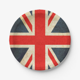 Vintage Union Jack British Flag Paper Plate