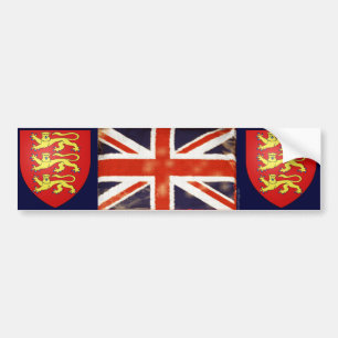 Vintage Union Jack Coat Of Arms Bumper Sticker