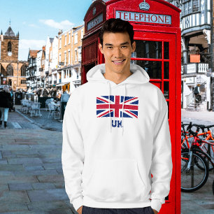 Vintage Union Jack Flag (Blue"UK" Text)  Hoodie
