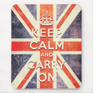 Vintage Union Jack flag keep calm and carry on Mouse Mat