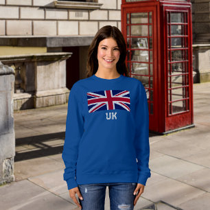 Vintage Union Jack Flag (White "UK" Text) Women's Sweatshirt