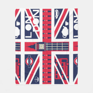 vintage union jack flag with london decoration fleece blanket