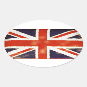 Vintage Union Jack Oval Sticker