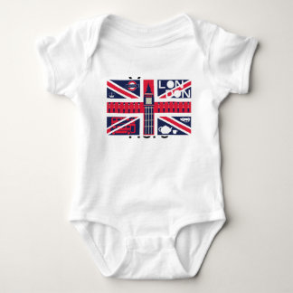 Vintage Union Jack UK Flag with London Decoration Baby Bodysuit