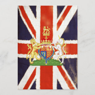 Vintage Union Jack With Coat Of Arms Invitations