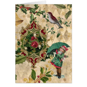 Vintage Unique Christmas Greeting Card
