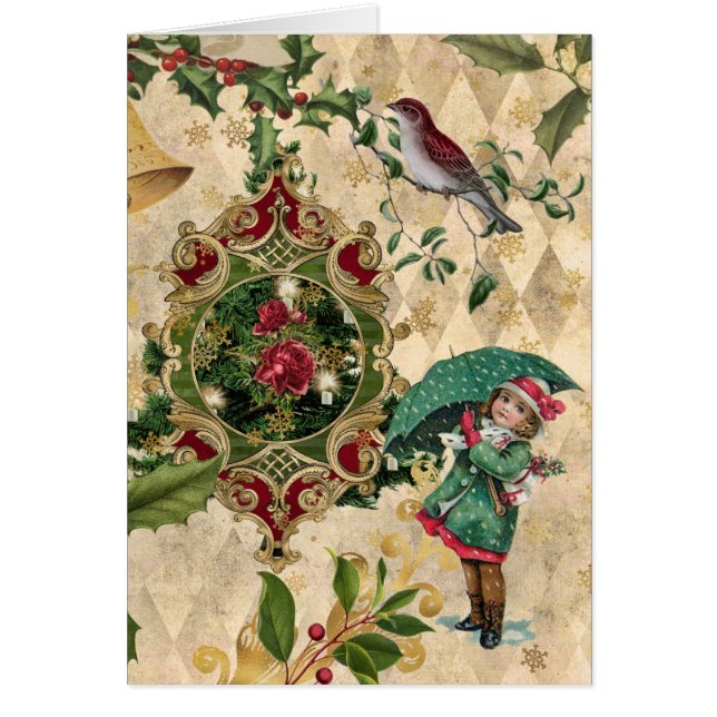 Vintage Unique Christmas Greeting Card (Front)