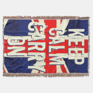 Vintage United Kingdom Flag "Inspirational Quotes" Throw Blanket