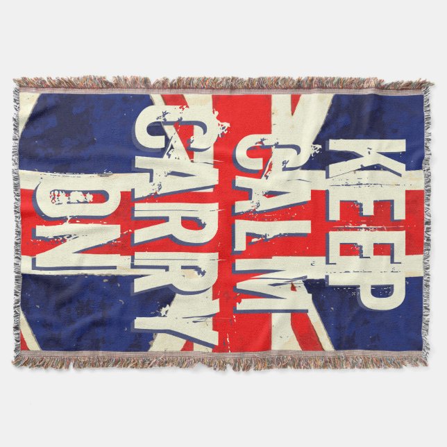 Vintage United Kingdom Flag "Inspirational Quotes" Throw Blanket (Front)