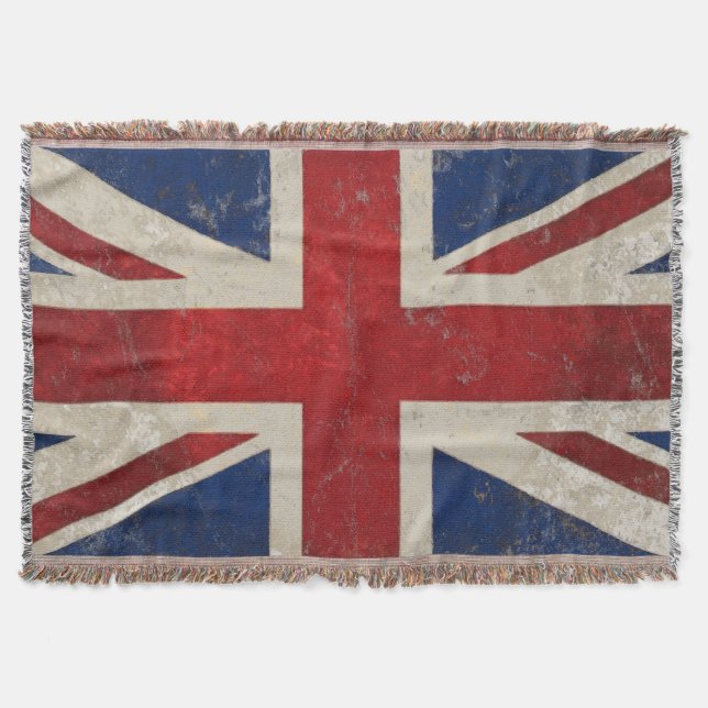 Vintage United Kingdom Union Jack Flag Throw Blanket (Front)