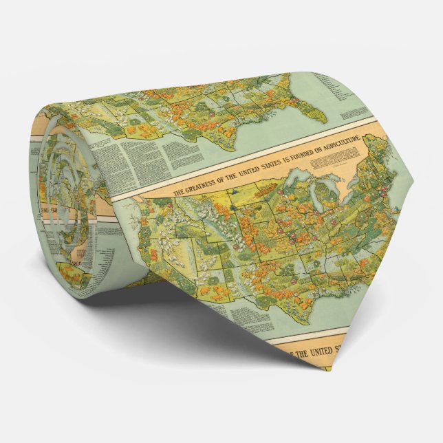 Vintage United States Agricultural Map (1922) Tie (Rolled)