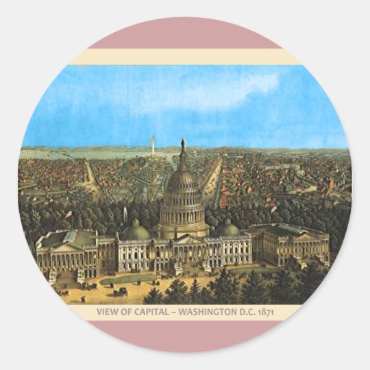 Vintage United States Capitol Classic Round Sticker