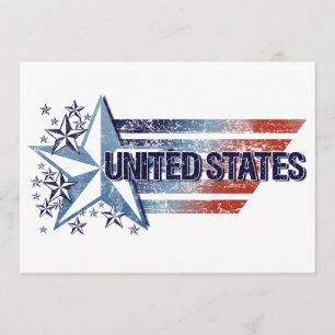 Vintage United States Flag with Star – 4th of July Invitation