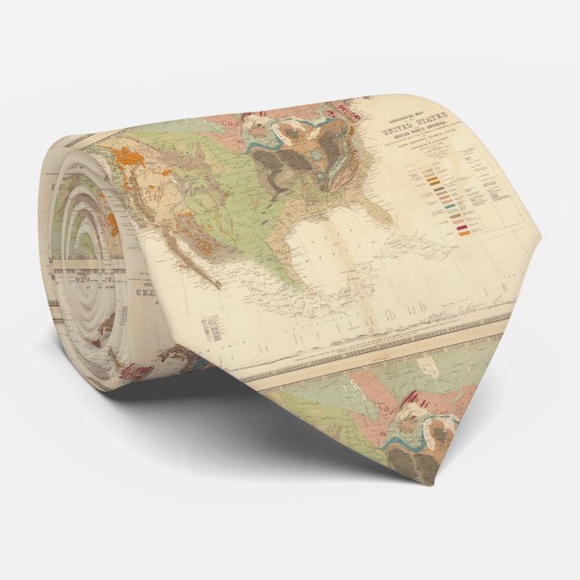 Vintage United States Geological Map (1856) Tie (Rolled)