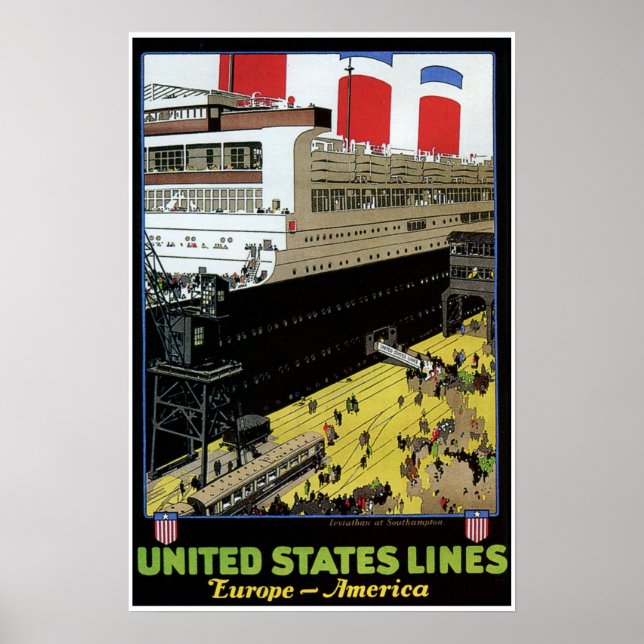 Vintage United States Lines Europe America Poster (Front)