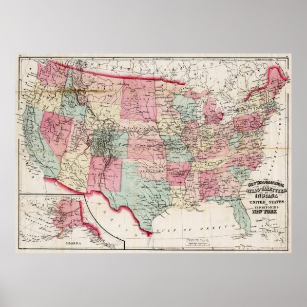 Vintage United States Map 1870 - Vintage United States Map 1870 Poster R2feb375fe5374c989f3cf53e819ea6c9 Zpsxj 8byvr 630 