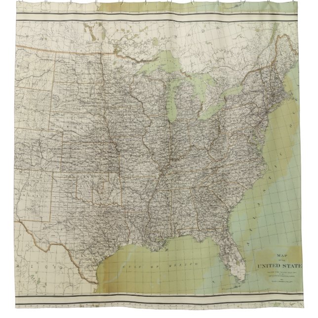 Vintage United States Map (1895) Shower Curtain (Front)