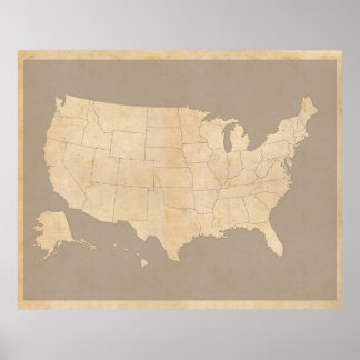 Vintage United States Map Poster