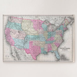 Vintage United States of America Map (1857) Jigsaw Puzzle