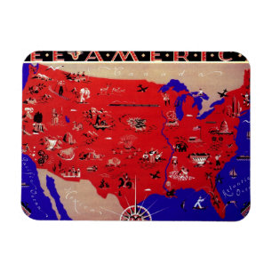 Vintage United States of America Travel Bureau Map Magnet
