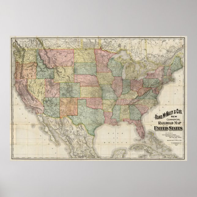 Vintage United States Railroad Map (1907) Poster (Front)