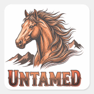 Vintage Untamed Stallion Western Shirt Square Sticker