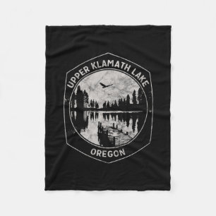 Vintage Upper Klamath Lake Oregon Outdoors Vacatio Fleece Blanket