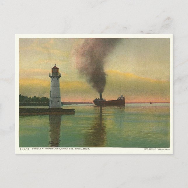 Vintage Upper Light (lighthouse) Postcard (Front)