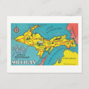 Vintage Upper Peninsula Michigan Travel Postcard