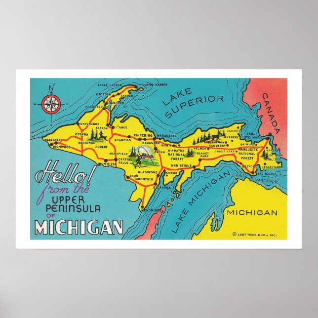Vintage Upper Peninsula Michigan Travel Poster (Front)