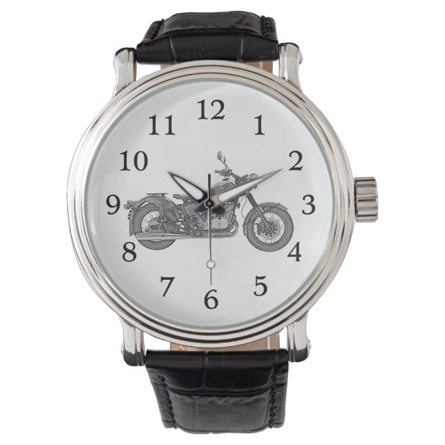 Vintage Ural Motorcycle Russian Motorbike Drawing Watch (Front)