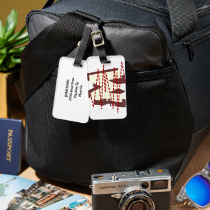 Vintage Urban Grunge Distressed Monogram Letter Luggage Tag