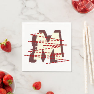 Vintage Urban Grunge Distressed Monogram Letter Napkin