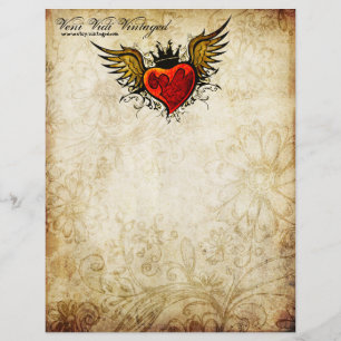Vintage Urban Tattoo Winged Heart Letterhead